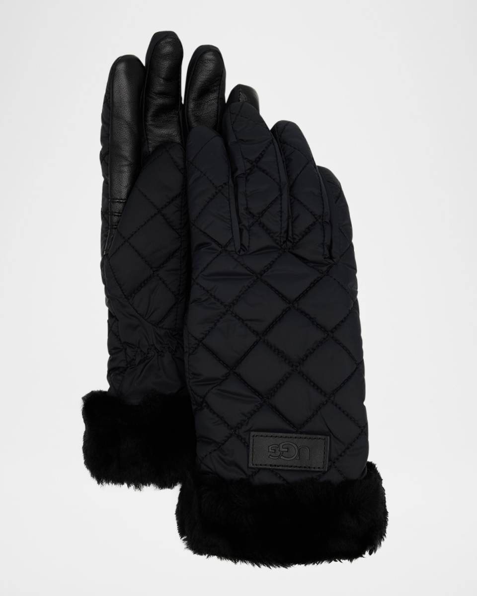 Quilted Performance Gloves With Faux Fur Cuffs